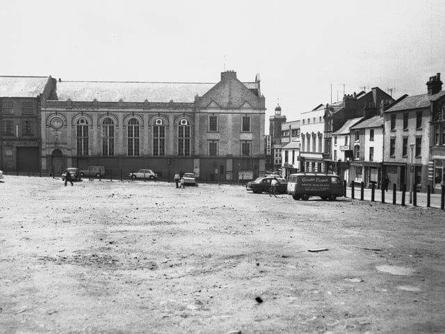 Temperance Hall, Newland, Northampton town centre with All Saints Church in the background, June 17, 1971