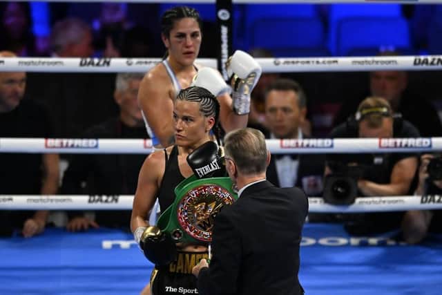 Chantelle Cameron retained her WBC and IBF world super lightweight titles as she saw off Victoria Noella Bustos at the O2 in London