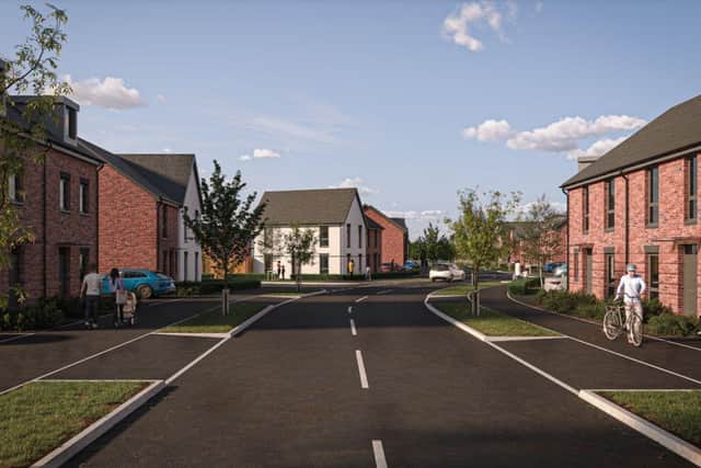 A 3D illustration of what the homes in this development will look like.