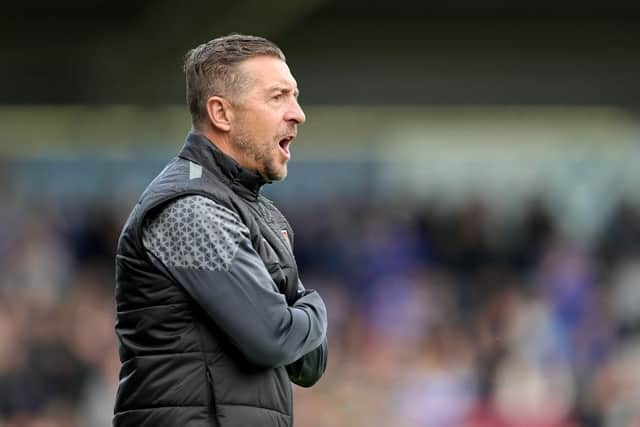 Jon Brady, the Northampton Town manager, shouts instructions during the pre-season friendly against Leicester City at Sixfields. (Photo by David Rogers/Getty Images)