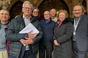 The Brixworth Allotment Association standing outside the council chamber at the Northampton Guildhall. (Secretary, Phil Pinder, second from left and Brixworth Cllr Jonathan Harris far right).