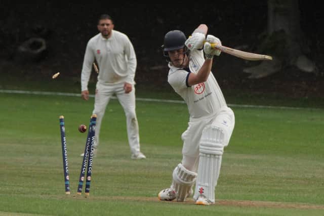 That looks out... action from the NCL T20 Cup clash between Wollaston and Bugbrooke (Finbarr Carroll)