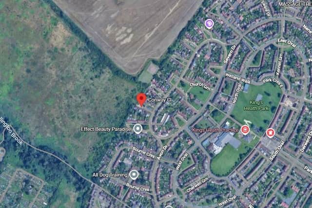 The access road is due to be built coming out the back of Conway Close into the field behind, where the Dallington Grange development is being built