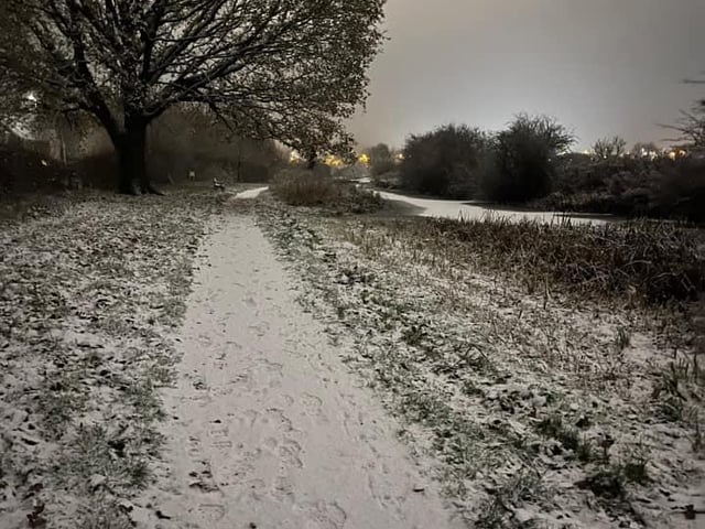 Crunching through snowy fields.