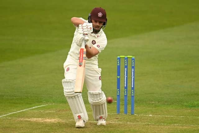 Ricardo Vasconcelos scored an excellent 70 in testing conditions against Somerset at Taunton on Thursday