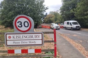 Kislingbury Bridge is closed while West Northamptonshire Council carries out maintenance repairs