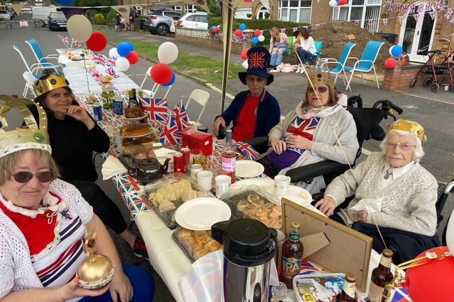Homemade cakes, blow up crowns and ping pong kept residents in high spirits in Fir Tree Walk, Weston Favell.