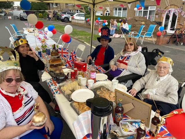 Homemade cakes, blow up crowns and ping pong kept residents in high spirits in Fir Tree Walk, Weston Favell.