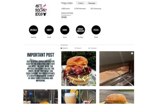 Renowned Antisocial Hogs street food unit in Daventry has closed down effective immediately.