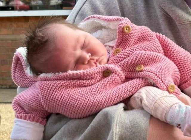 Maeva born on March 18, weighing 8lbs 7oz.