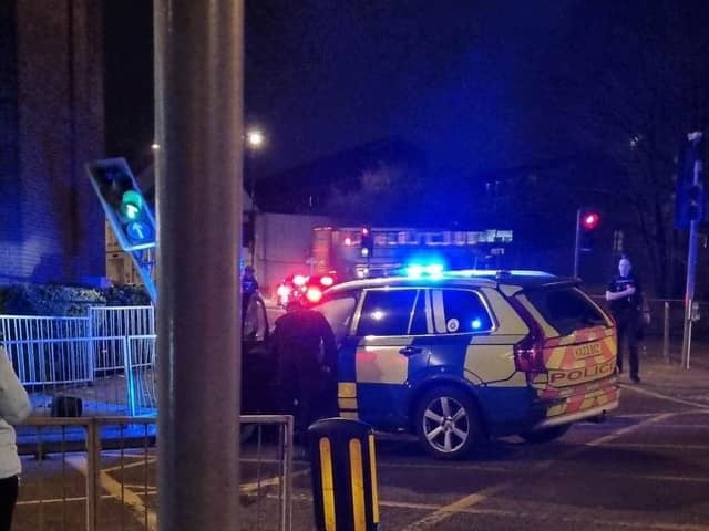 A police car was involved in a collision in Northampton. Photo: Daniel Chilvers.
