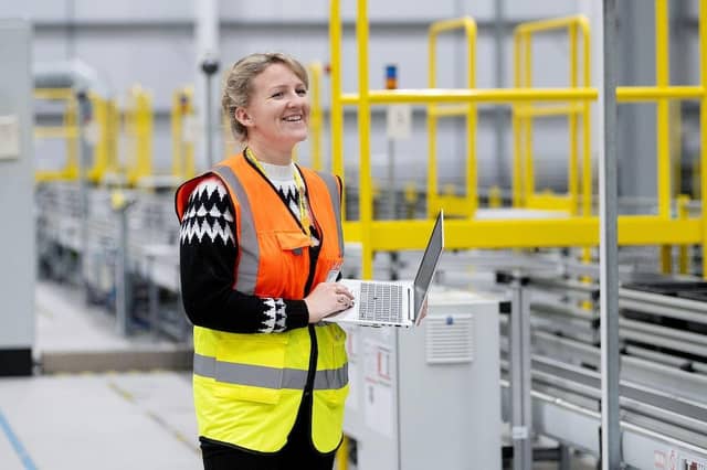 Enrika at Amazon's fulfilment centre in Rugby