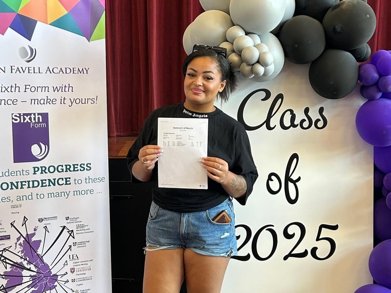Niah Boyce celebrates A Levels at Weston Favell Academy