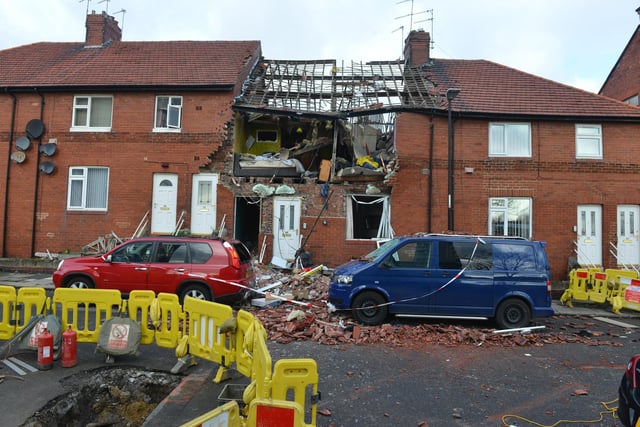 The property has been totally destroyed following the suspected gas explosion.