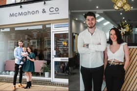 Owners of McMahon & Co Hairdressing, Ellis and Mickey McMahon, at their first Wellingborough Road premises in 2018.
