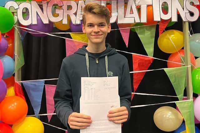 Jonathan proudly celebrates his GCSE results at CTS 