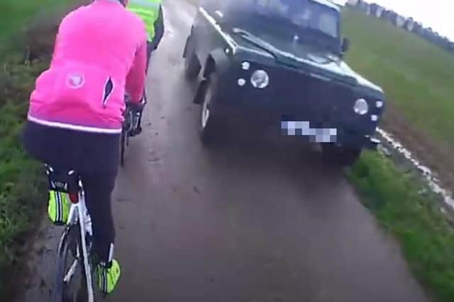 Video showed Miley's Land Rover failed to slow down as it approached a group of cyclists on a narrow country lane
