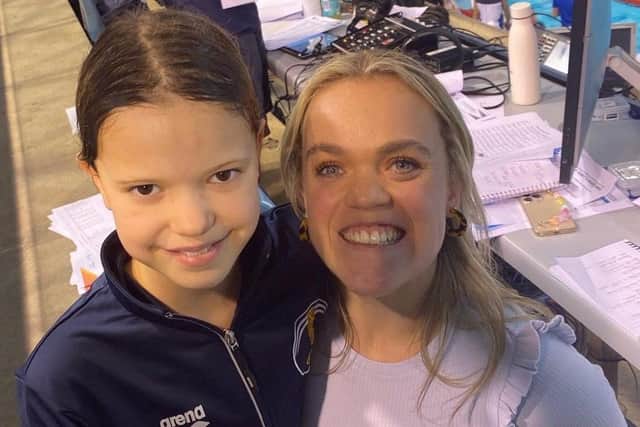 Rose Webb of Northampton Swimming Club with Paralympic legend Ellie Simmonds