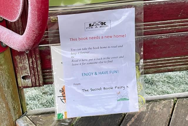 Over the past couple of months, a mysterious person has left singular books in different locations around Dallington – with a note inviting children to take them home to enjoy should they be the first to find them.