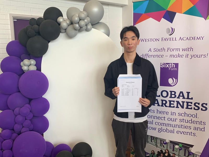 Jian Huang receives his GCSE results