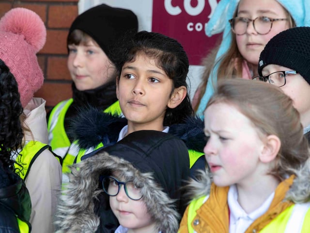 Abbey Primary School's choir and African drumming group took to Tesco Mereway on March 31, 2022 to raise money for the British Red Cross.