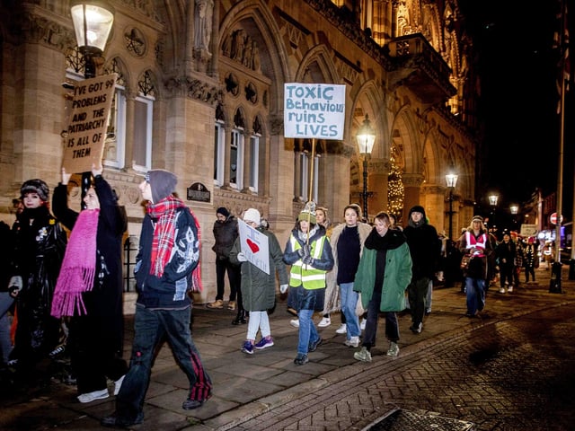 The event took place in Northampton on Friday November 2024 and saw dozens of activists march for an end to violence against women and girls.