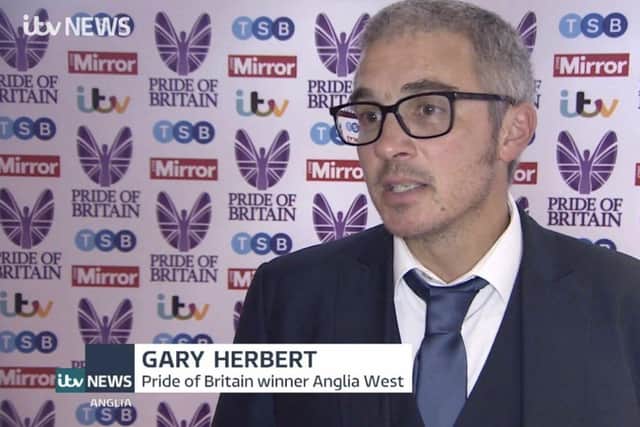 Gary Herbert, pictured, ran 2,021 miles last year and raised around £19,000 for homeless people at the Hope Centre, in Campbell Street. Photo: ITV News.
