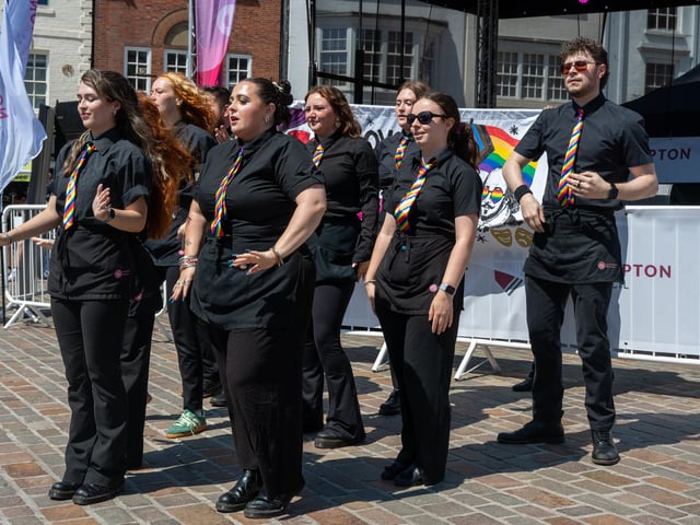 Northampton Pride 2026 in the Market Square on Saturday July 11, 2026. Photo by David Jackson