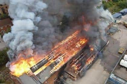 The Network Rail Depot fire in Cotton End on Tuesday, June 28. Photo by Dylan Lynch.