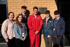 Flight Lieutenant Patrick Kershaw meets Sixth Form students at Guilsborough Academy