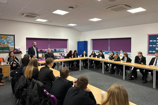 Student Parliament attending a meeting with the Lord-Lieutenant at Guilsborough Academy