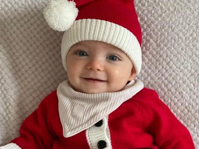 Bodhi's first Christmas marked with a very festive outfit.