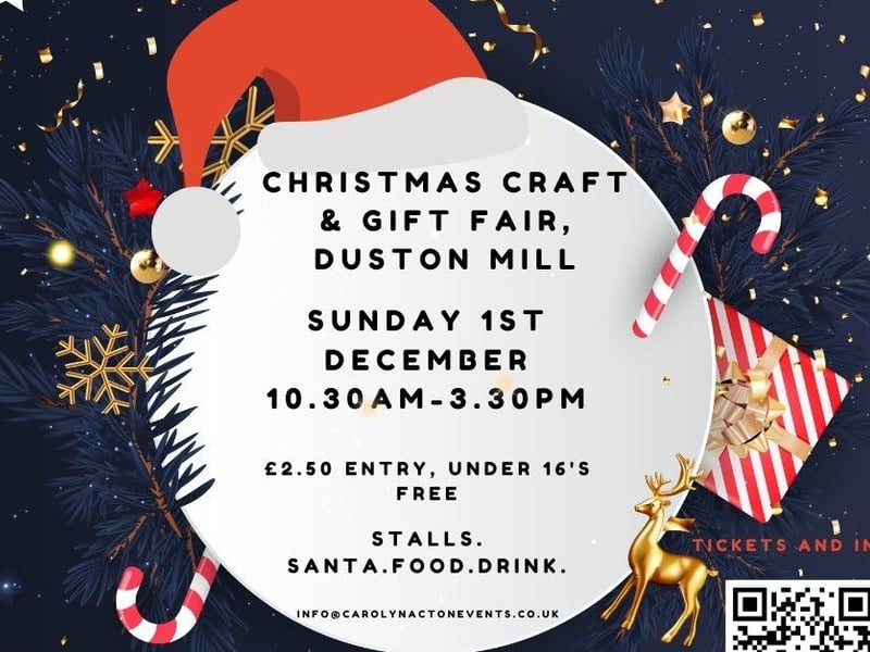 Duston Mill will host a Christmas fair on Sunday December 1 from 10.30am to 3.30pm. There will be a variety of stalls selling Crafts and Gifts for Christmas, as well as a Santa's Grotto and other activities for children. Entry is £2.50 per person, u16s are free and parking is free.