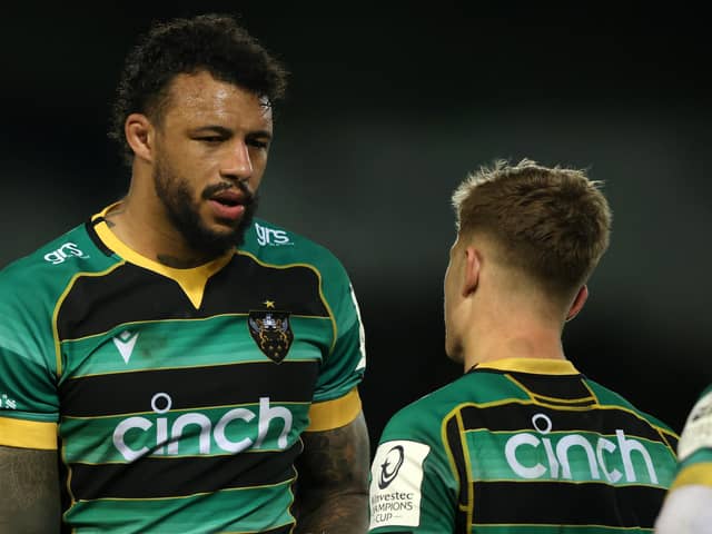 Courtney Lawes and Fin Smith (photo by Paul Harding/Getty Images)
