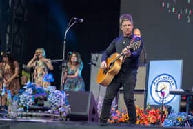 Noel Gallagher’s High Flying Birds on stage at Warwick Castle on Sunday, July 21. Photo by David Jackson.