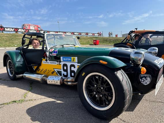 Charlie Harris heading out to race