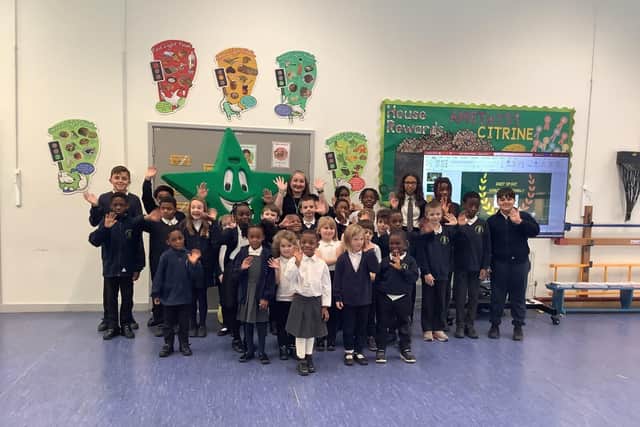 The Arbours pupils celebrate sports week with mascot Horizon