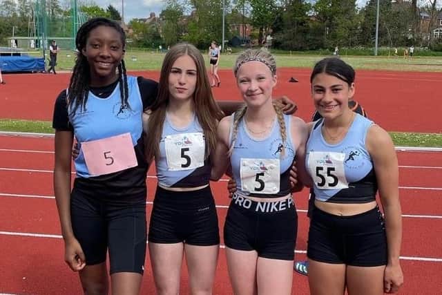 Rugby & Northampton's Under-15 girls 4x100m relay team of Grace McCollin, Lucy Boyes, Olivia Monk and Savannah Morgan