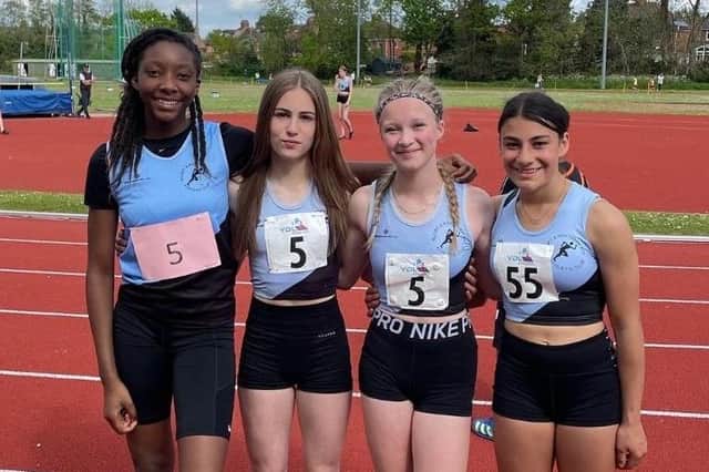 Rugby & Northampton's Under-15 girls 4x100m relay team of Grace McCollin, Lucy Boyes, Olivia Monk and Savannah Morgan