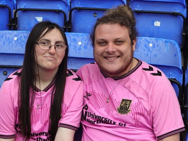 Northampton Town supporters prior to the final game of the season at Tranmere Rovers.