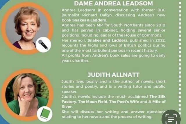Dame Andrea Leadsom will be talking about her published book