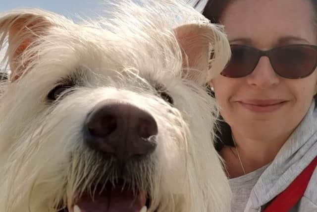Cooper with owner Trish Shortland.