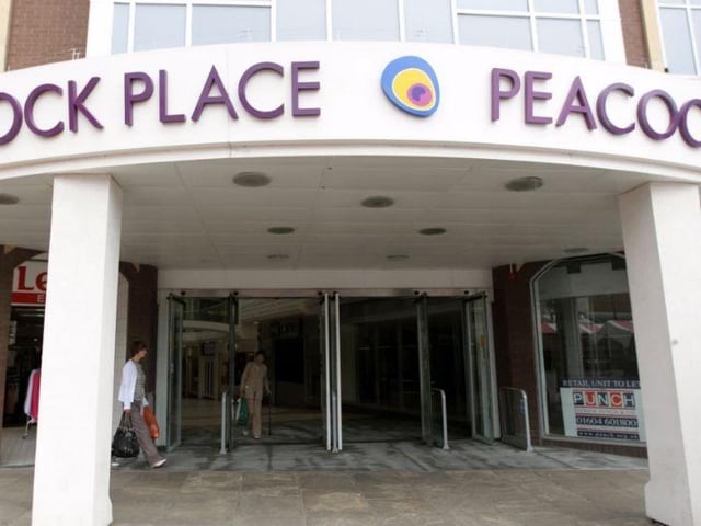The old Peacock Place signage at the Market Square entrance in 2010.