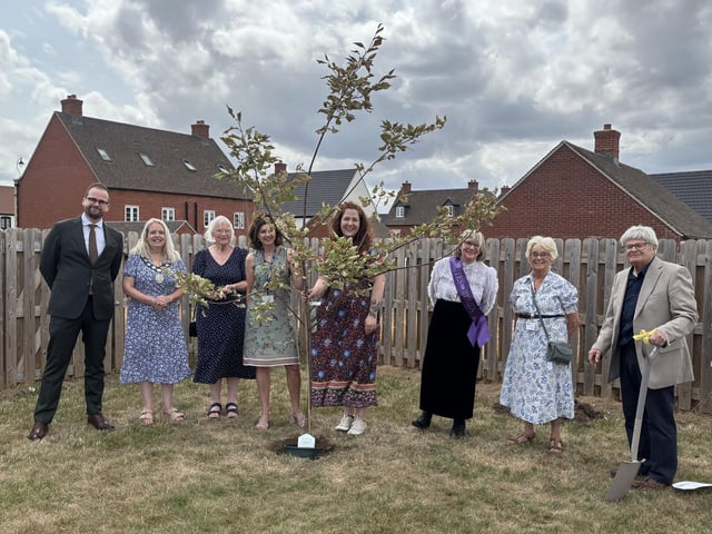 Symbolic planting of a tree, donated by The Bell Plantation, Towcester to mark the beginning of 'Weller Woods'.