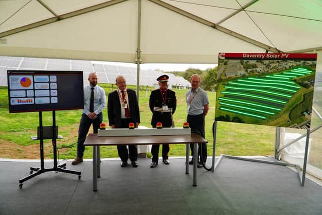Pictured from left to right: Brian Chaplin Cummins Facilities Manager, The Mayor of Daventry, Counci