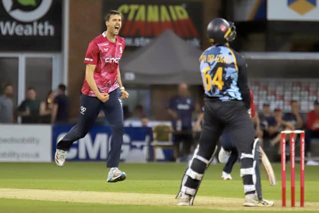 Pace ace George Scrimshaw was an unused bowler in Saturday's win at Durham (Picture: Peter Short)