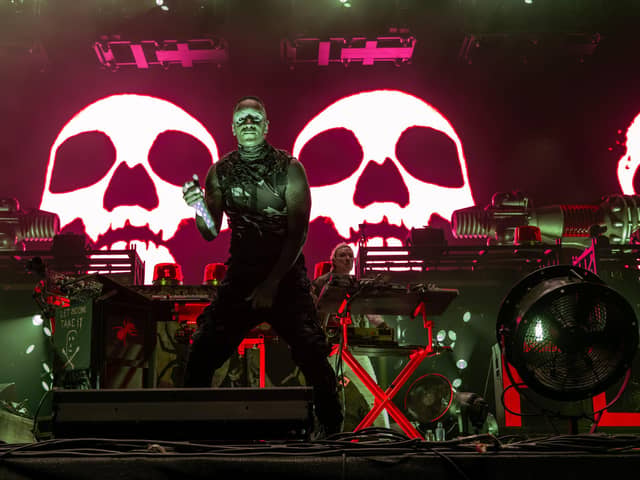 The Prodigy on stage at The National Bowl in Milton Keynes, headlining their Warrior’s Dance festival on Saturday, August 22, 2026. Photo by David Jackson.