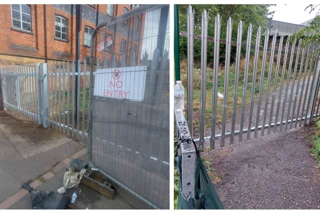 The footpath at the junction of Cattle Market Road and Bridge Street has been closed off