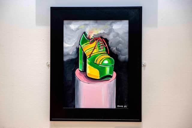 The artist and well-known comedian’s shoe and bird focused art works were opened to the public on Saturday (July 23) and will remain available to visit until August 14.