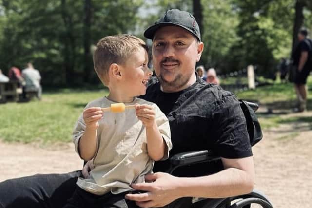 Justin and his four-year-old son Joey.
